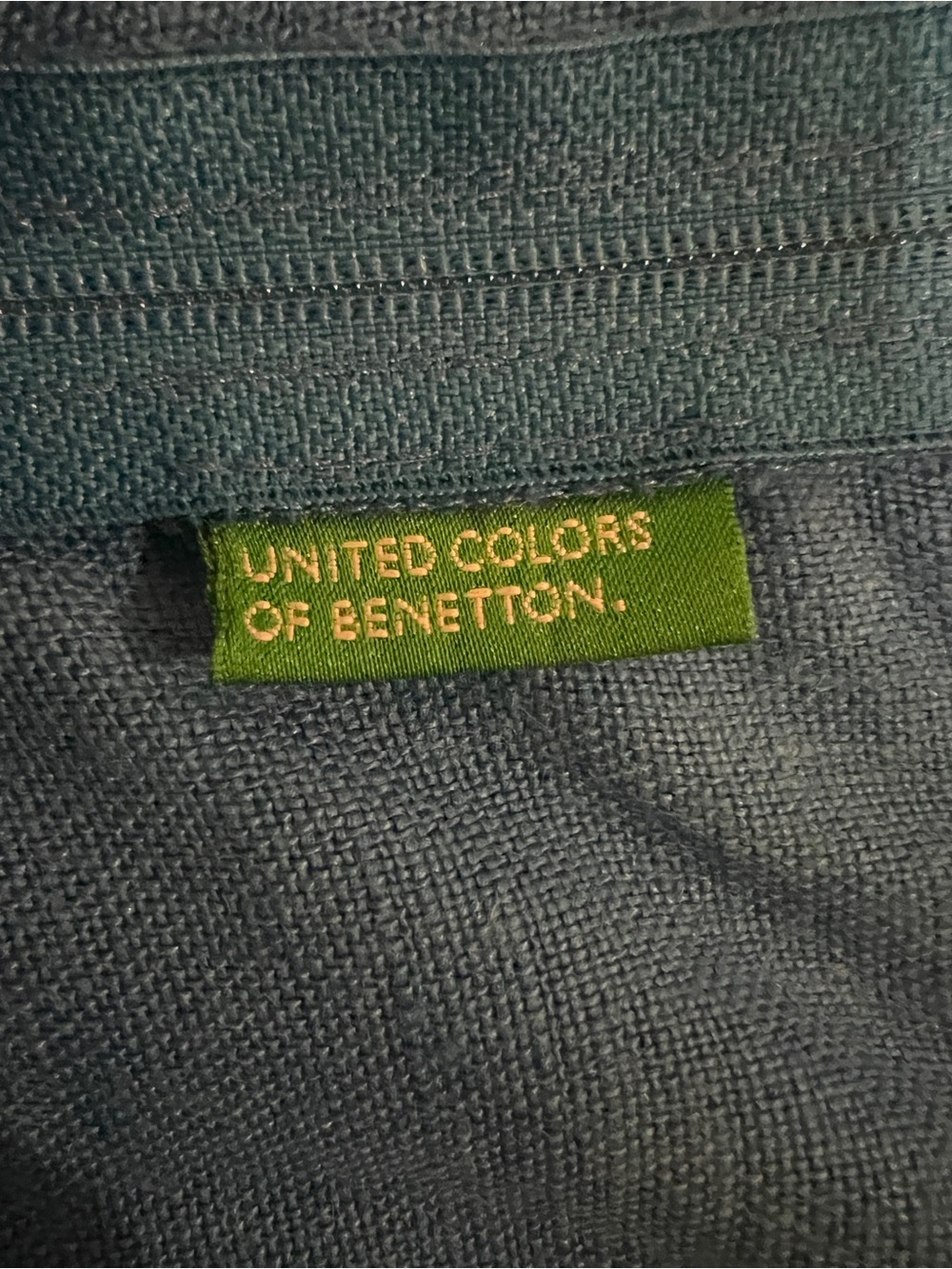 United Colors of Benetton 100% Linen Blue Casual Square Neck Midi Dress-L - Picture 5 of 7